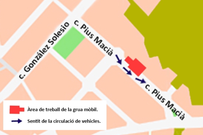 Avís sobre afectació de mobilitat al carrer Pius Macià
