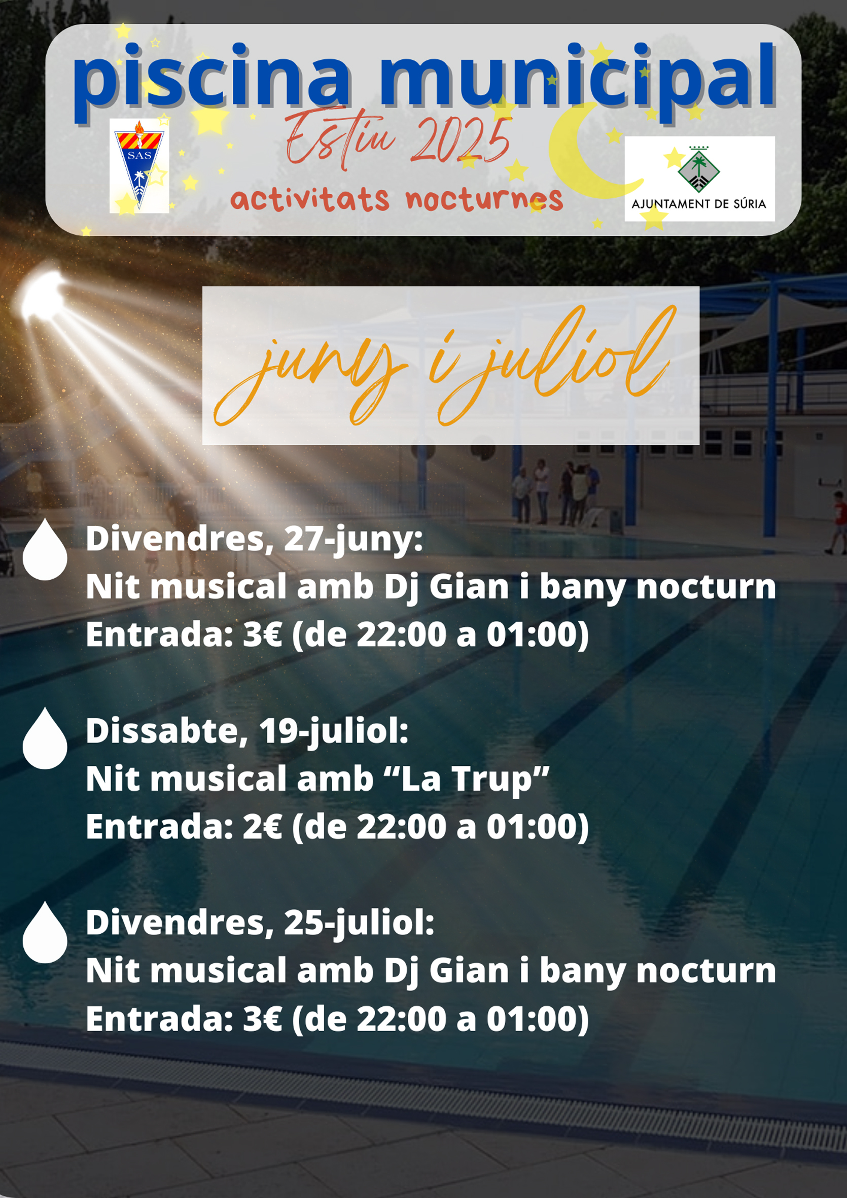 Nit musical amb DJ Gian i bany nocturn a la Piscina Municipal
