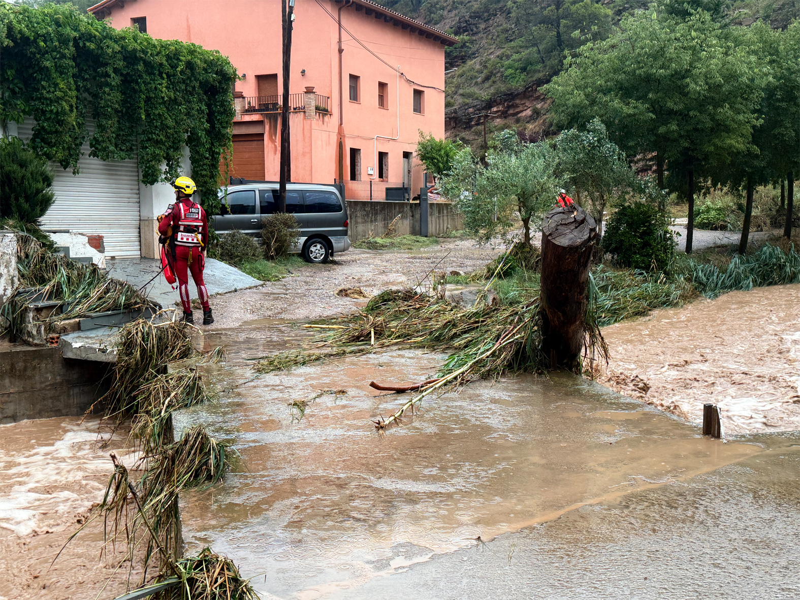 Efectes del temporal al barri de Cal Trist.